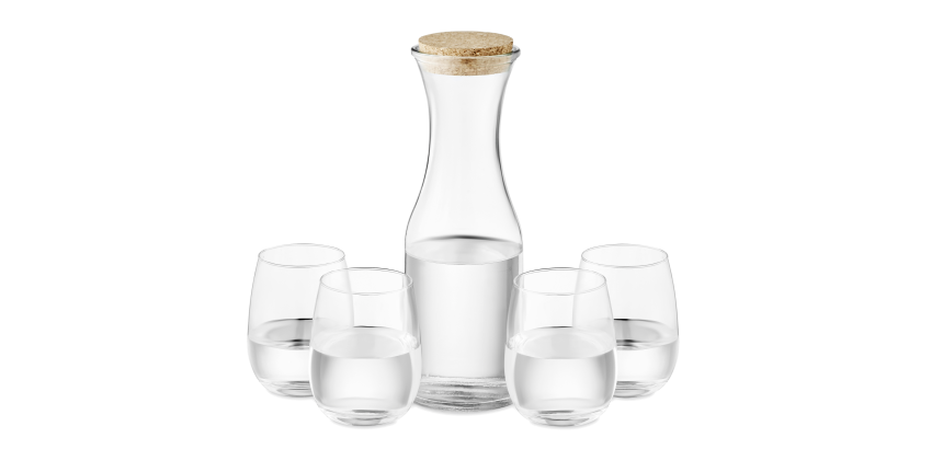 Set de vasos y jarra ECO de vidrio reciclado