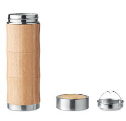 Termo Eco en acero inoxidable  y bambú