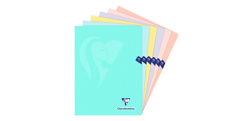 Stapled notebook Clairefontaine Mimesys Pastel 24 x 32 cm large squares cm 96 pages