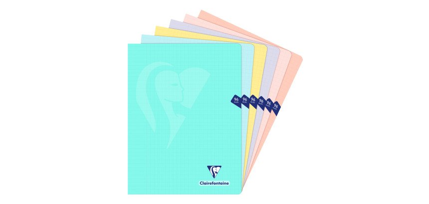 Cahier piqué Mimesys PASTEL 24x32 cm 96 pages grands carreaux couverture polypropylène