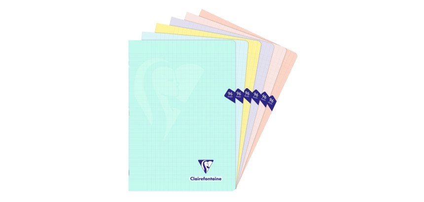 Cahier piqué Mimesys PASTEL A4 96 pages grands carreaux couverture polypropylène