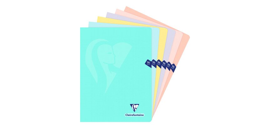 Cahier piqué Mimesys PASTEL 24 x 32 cm 96 pages petits carreaux + marge couverture polypropylène