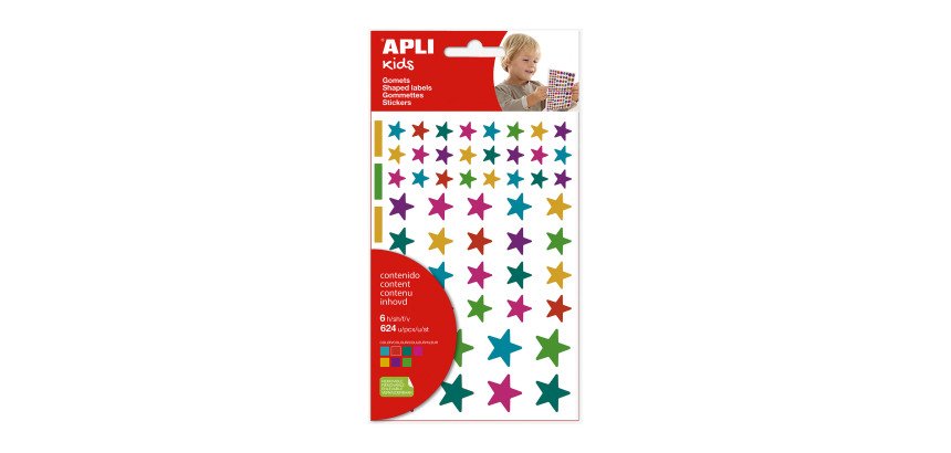 Pegatinas Estrellas multicolor Apli - 624 gomets