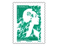 Carnet de 12 timbres-poste pour lettre verte 20 g