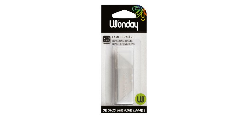 Lame trapèze Wonday pour cutter de sécurité 60 mm - Etui de 10