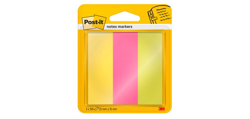 Marque-pages papier repositionnable couleurs assorties Post-it - Blocs de 3 x 100 feuilles