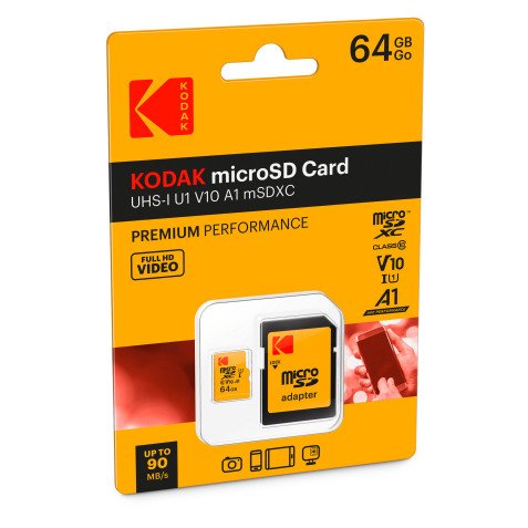 Speicherkarte micro SDHC mit SDXC-Adapter von Kodak, 64 GB – Klasse 10.