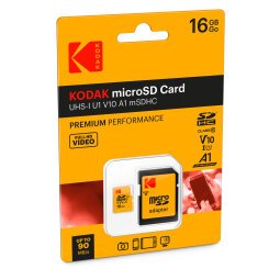 Micro SDHC memory card with Kodak 16GB micro SD adapter - Class 10