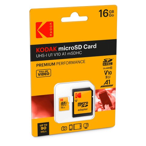 Micro SDHC memory card with Kodak 16GB micro SD adapter - Class 10