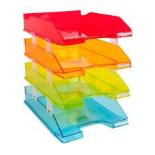 Set met 4 postbakjes Exacompta Linicolor - transparant assortiment