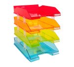 Lot de 4 corbeilles à courrier Exacompta Linicolor - transparentes assorties