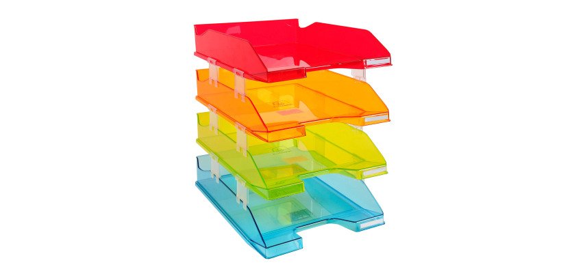 Set met 4 postbakjes Exacompta Linicolor - transparant assortiment