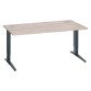 Bureau droit chêne gris L 160 cm réglable en hauteur piètement métal Essens