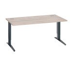 Bureau droit chêne gris L 160 cm réglable en hauteur piètement métal Essens