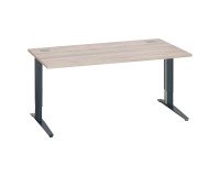 Bureau droit chêne gris L 160 cm réglable en hauteur piètement métal Essens