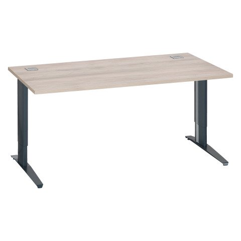 Mesa recta 160 cm roble gris regulable en altura patas metálicas antracita Excellens