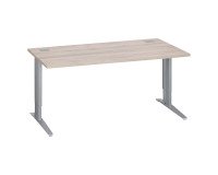 Bureau droit chêne gris L 160 cm réglable en hauteur piètement métal Essens