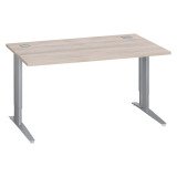 Bureau droit chêne gris L 140 cm réglable en hauteur piètement métal Essens