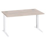 Bureau droit chêne gris L 140 cm réglable en hauteur piètement métal Essens