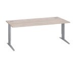 Bureau droit chêne gris L 180 cm réglable en hauteur piètement métal Essens