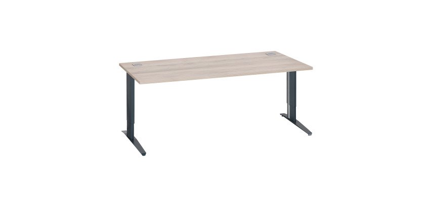 Scrivania lineare excellens rovere grigio 180 cm con gambe regolabili antracite