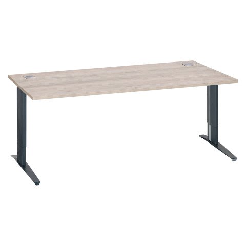 Mesa recta 180 cm roble gris regulable en altura patas metálicas antracita Excellens