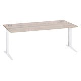 Bureau droit chêne gris L 180 cm réglable en hauteur piètement métal Essens