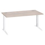 Bureau droit chêne gris L 160 cm réglable en hauteur piètement métal Essens
