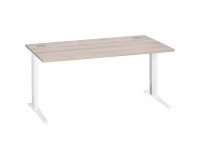 Bureau droit chêne gris L 160 cm réglable en hauteur piètement métal Essens