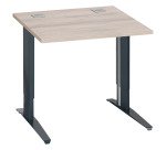 Bureau droit chêne gris L 80 cm réglable en hauteur piètement métal Essens