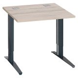 Bureau droit chêne gris L 80 cm réglable en hauteur piètement métal Essens