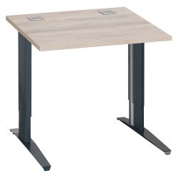 Bureau droit chêne gris L 80 cm réglable en hauteur piètement métal Essens