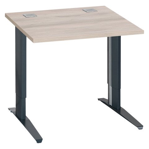 Mesa recta 80 cm roble gris regulable en altura patas metálicas antracitas Excellens
