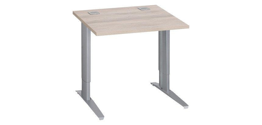 En_bureau l.80 cm chene gris pieds metal reglable