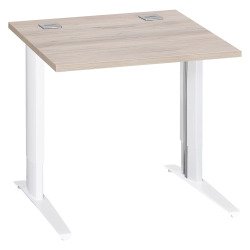 Bureau droit chêne gris L 80 cm réglable en hauteur piètement métal Essens