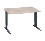 Bureau droit chêne gris L 120 cm réglable en hauteur piètement métal Essens