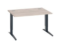 Bureau droit chêne gris L 120 cm réglable en hauteur piètement métal Essens