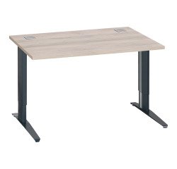 Bureau droit chêne gris L 120 cm réglable en hauteur piètement métal Essens