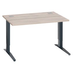 Bureau droit chêne gris L 120 cm réglable en hauteur piètement métal Essens