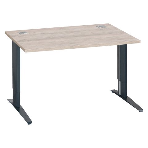 Mesa recta 120 cm roble gris regulable en altura patas metálicas antracita Excellens
