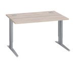 Bureau droit chêne gris L 120 cm réglable en hauteur piètement métal Essens