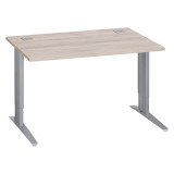 Bureau droit chêne gris L 120 cm réglable en hauteur piètement métal Essens