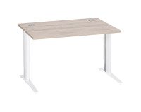 Bureau droit chêne gris L 120 cm réglable en hauteur piètement métal Essens