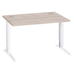 Bureau droit chêne gris L 120 cm réglable en hauteur piètement métal Essens