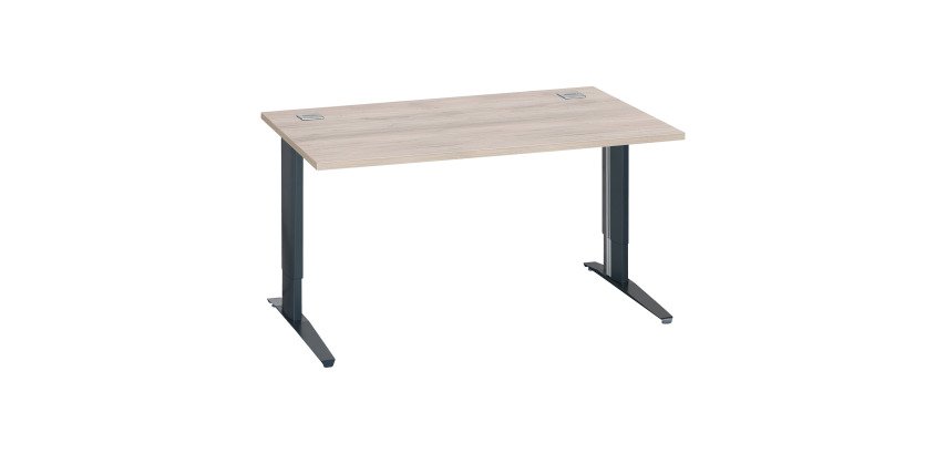 En_bureau l.140 cm chene gris pieds metal reglabl
