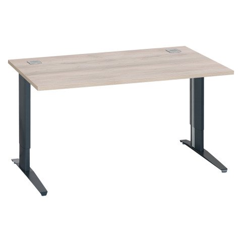 Mesa recta 140 cm roble gris regulable en altura patas metálicas antracita Excellens
