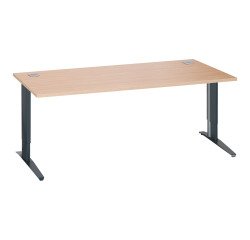 Straight desk Excellens Metal Plus with fixed or adjustable L-shaped legs during assembly