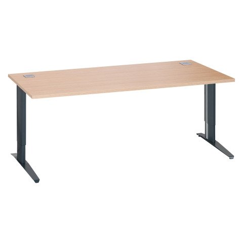 Mesa recta 180 cm roble claro regulable en altura patas metálicas antracitas Excellens