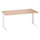 Bureau droit chêne clair L 160 cm piètement L réglable métal Essens