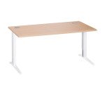 Bureau droit chêne clair L 160 cm piètement L réglable métal Essens